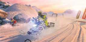 《雪地摩托自由竞赛》英文版 是一款写实画面的多人竞速游戏